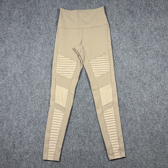 Alo Moto Mid Rise Legging Pull On Stretch Beige Tan Size Small 0597 - Picture 1 of 9